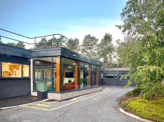 An external view of the Forest Research office at the Northern Research Stations, Roslin.